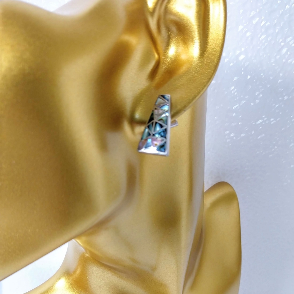 Vintage SW 950 Sterling & Abalone pierced earrings